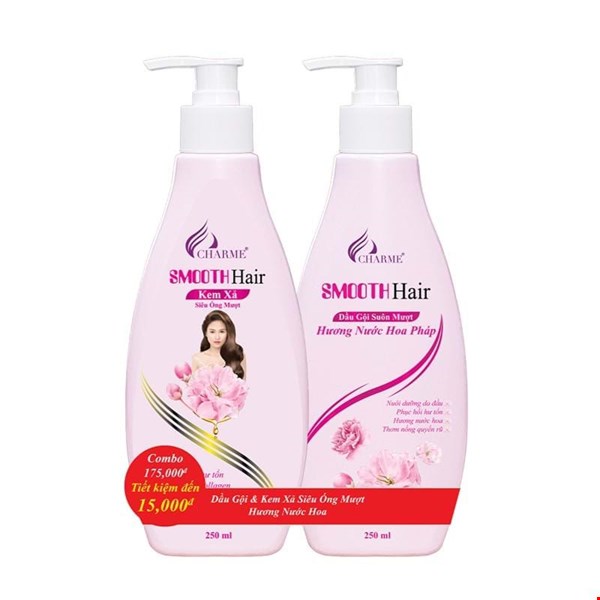 COMBO Dầu gội - Kem xả SMOOTH HAIR Siêu Óng Mượt 250ml