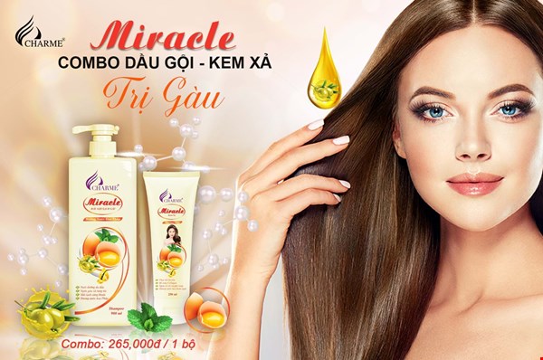 COMBO Dầu gội - Kem xả MIRACLE Trị Gàu 900ml